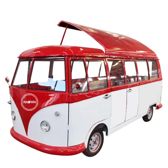Elektrischer mobiler Imbisswagen mit 4 Rädern und Küchenanwendungen für Eiscreme-Getränke, kundenspezifischer Lebensmitteltransporter in Farbe und Logo zum Verkauf