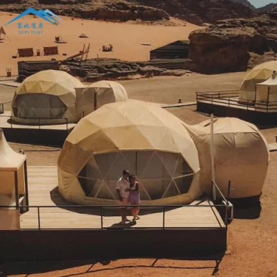 Gewerbliche Glamping-Kuppelzelte, 7 m lange Kuppelzelte mit Solarpanel-Kuppelzelten für Resorts, Hotels