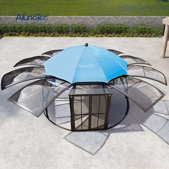 OEM Hochwertige, belüftete Aluminiumlegierung, Terrassenpavillon, Zeltüberdachungen, Glaszimmer, Pergola, Baldachin, Pavillon, Gartenhaus, Outdoor-Kuppel-Wintergarten